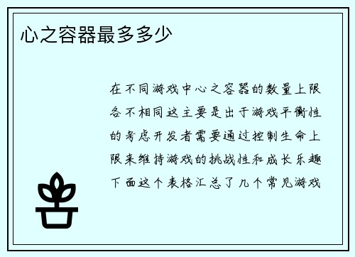 心之容器最多多少